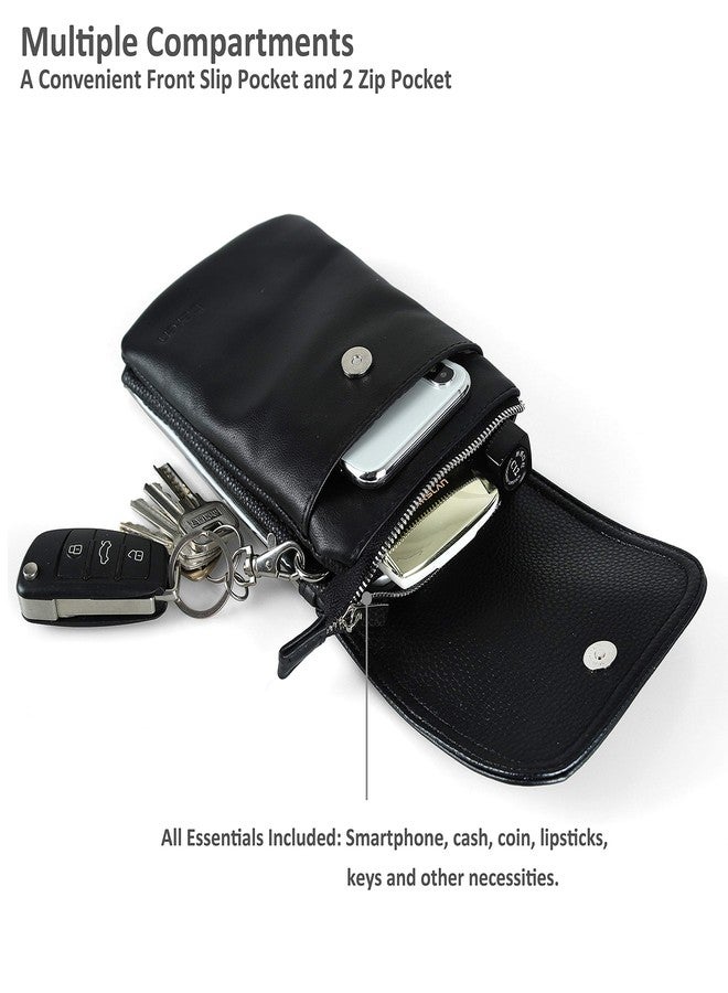 بيفن حقيبة كروسبودي من بيفن، محفظة جلدية بشاشة لمس، هاتف محمول بشاشة لمس مع نافذة خلفية شفافة للنساء (أسود) - Image 3